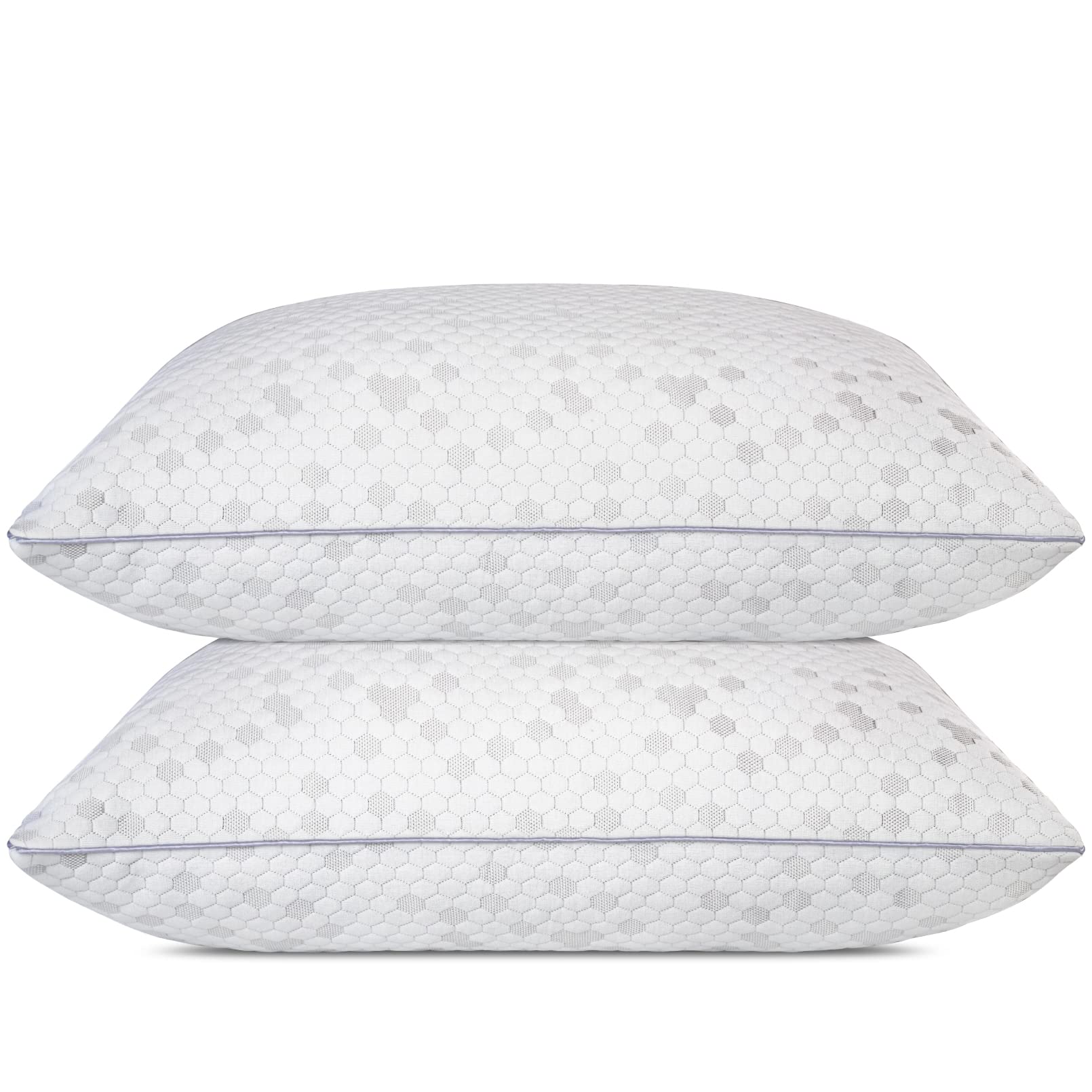 Himoon Shredded Memory Foam Pillows, Medium Firm Queen Size Pillows 2 Pack,Couples Bed Pillows For Side Back Stomach Sleepers Se